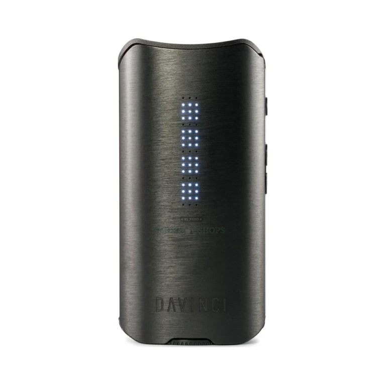 DaVinci IQ2 vaporizer in El Paso showing LED display and mouthpiece, conduction heating with app control, in stock for pickup