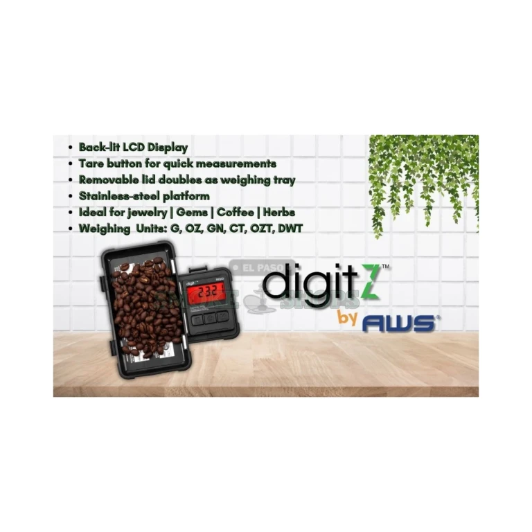 Digitz AWS Rigid-1200 pocket scale stainless-steel weighing surface in El Paso, 0.1g readability, tare button