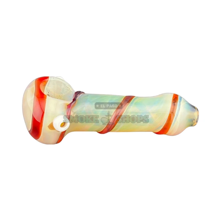 Double Spiral Lining glass spoon pipe side view in El Paso, twin spiral lines, near me