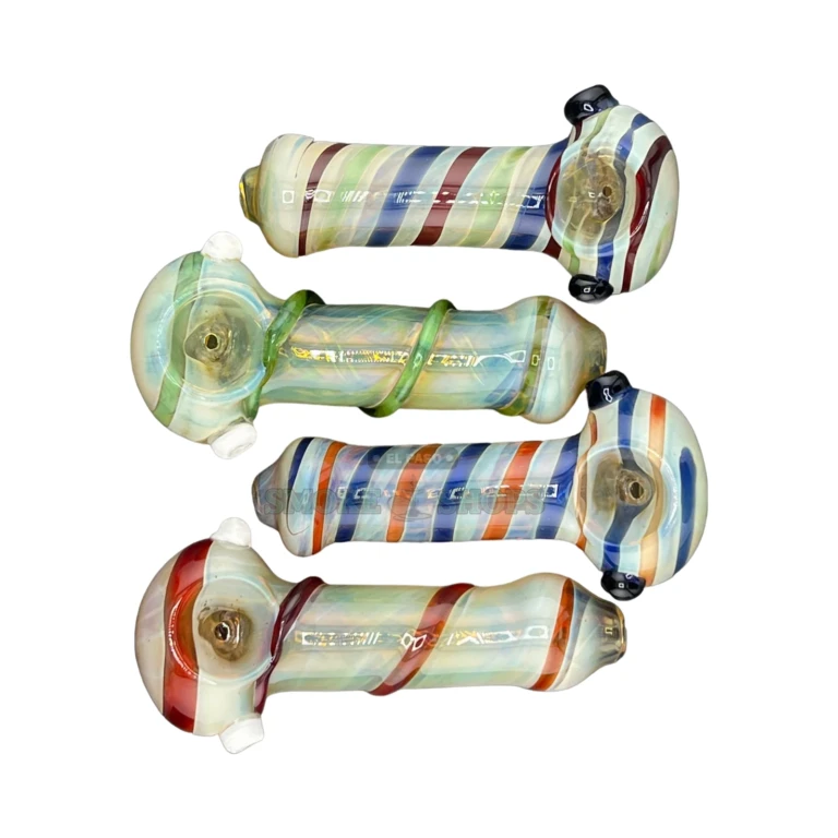 Double Spiral Lining borosilicate hand pipe in El Paso, full-size spoon about 5 inches long, glass pipe
