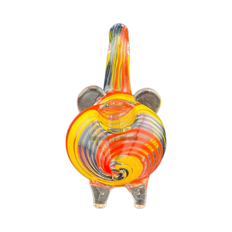 Elephant glass spoon pipe side view in El Paso, inside-out striped pattern, near me