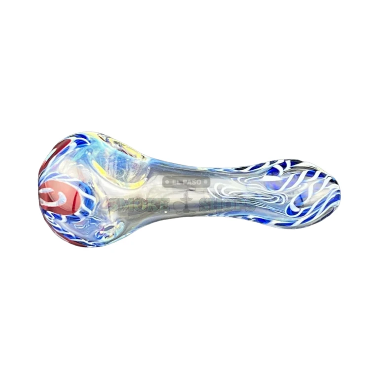 Fly Trap glass pipe side view in El Paso, longer lined spoon body, hand pipe near me