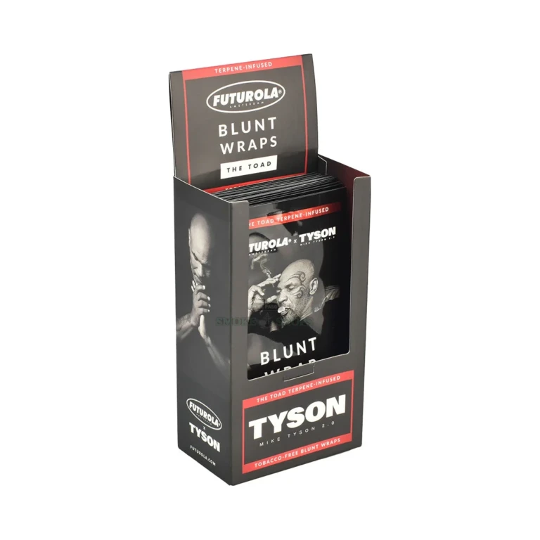 Futurola X Tyson terpene blunt wraps 25-count display in El Paso, tobacco-free hemp wraps, same-day in-store pickup