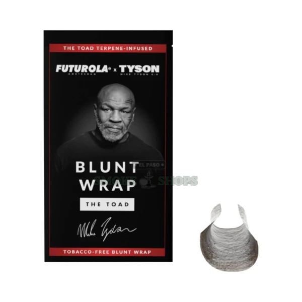 Futurola X Tyson terpene blunt wraps black foil pouch in El Paso, tobacco-free hemp, The Toad flavor, 3 per pack