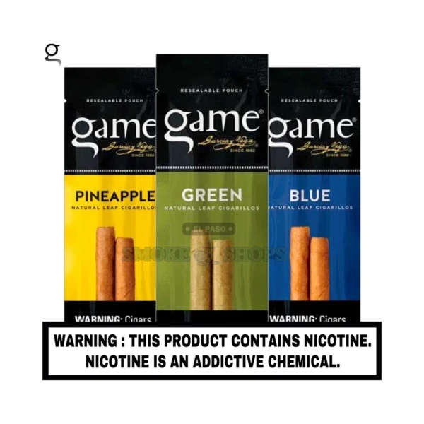 GAME Cigarillos in El Paso, natural leaf 2-pack resealable foil pouch, in stock for same-day pickup