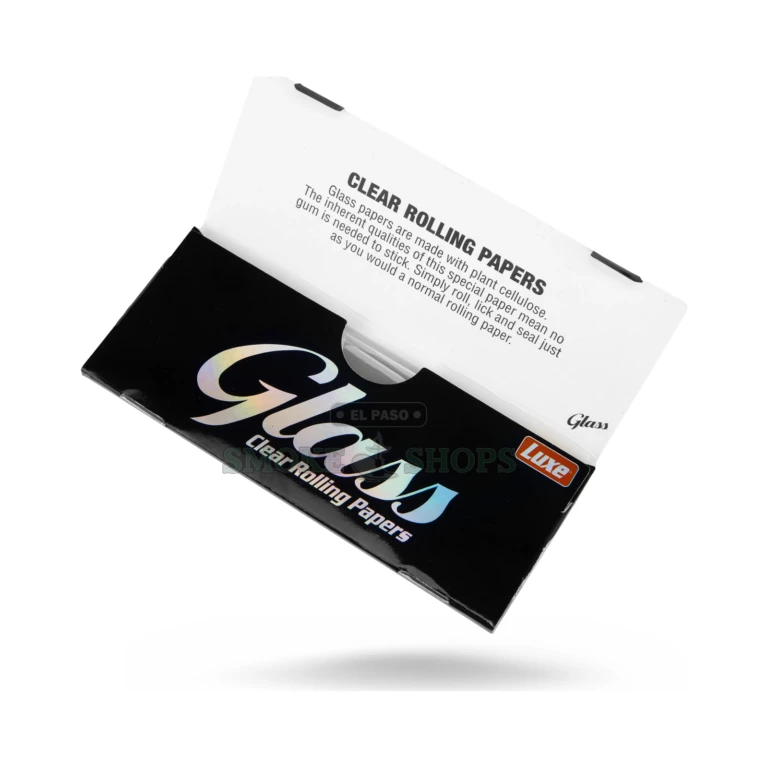 Close-up of clear Glass king size cellulose rolling paper in El Paso, tree-free and gum-free, same-day pickup