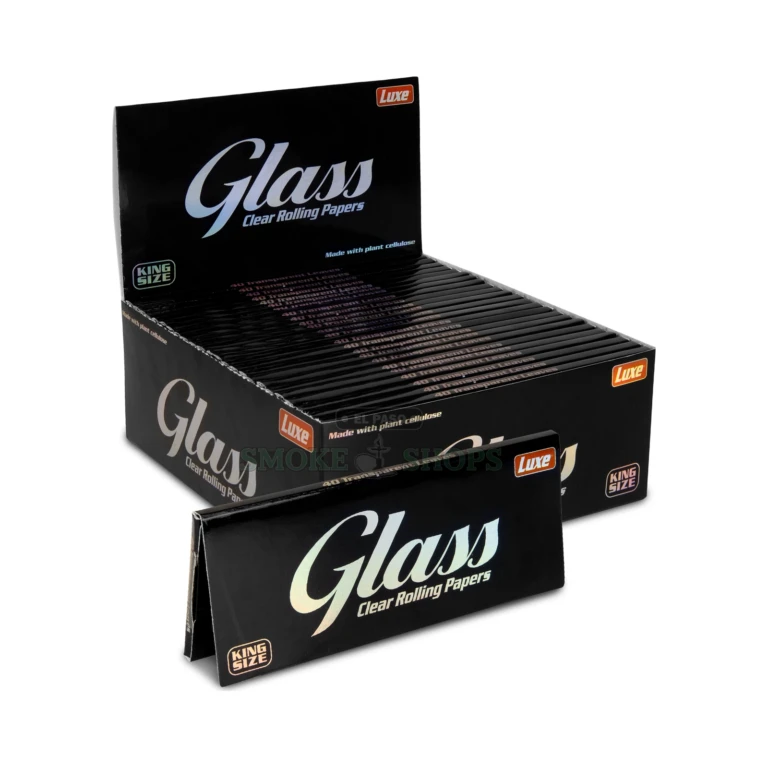 Glass clear king size rolling papers, 40 leaves per booklet, in stock at our 10 El Paso Smoke Shops stores