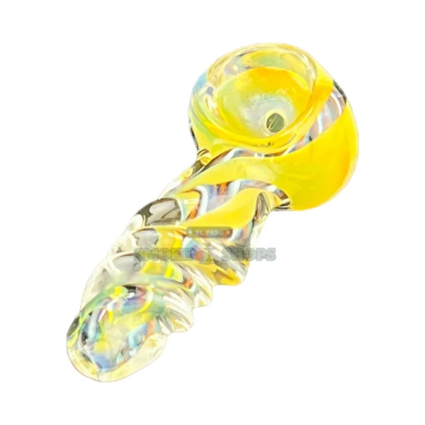 Golden Cork Screw Glass Spoon Hand Pipe