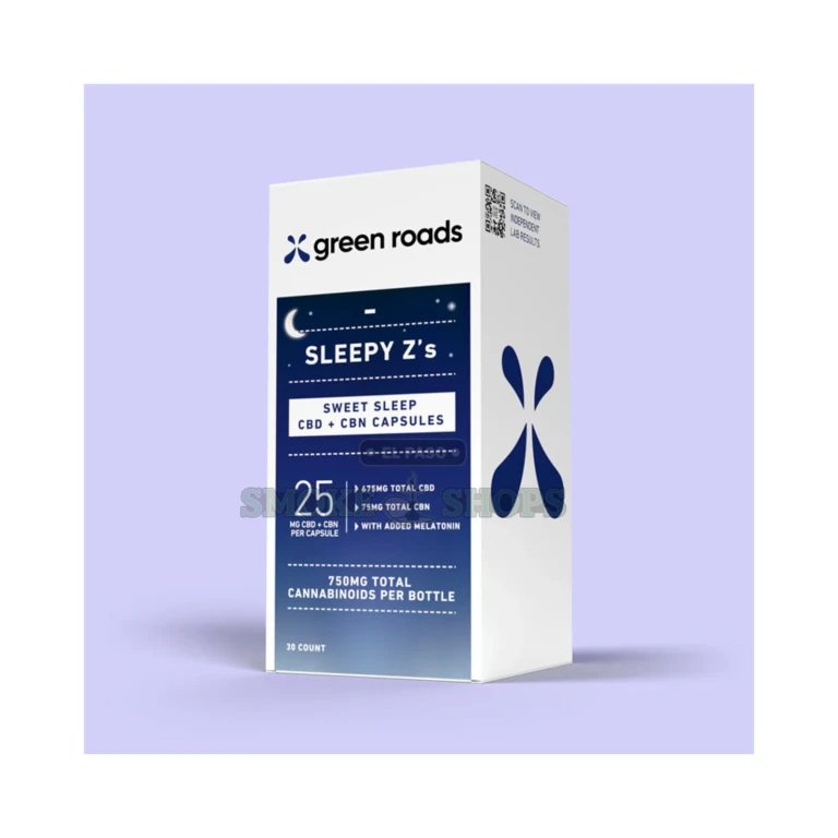 Sleepy Z s Green Roads 30 Capsules close-up at El Paso Smoke Shop, in stock near me for same-day pickup