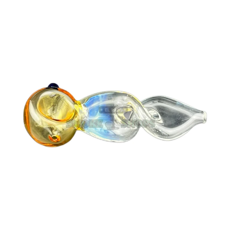 Hand Twister glass pipe side view in El Paso, long low spoon shape, hand pipe near me