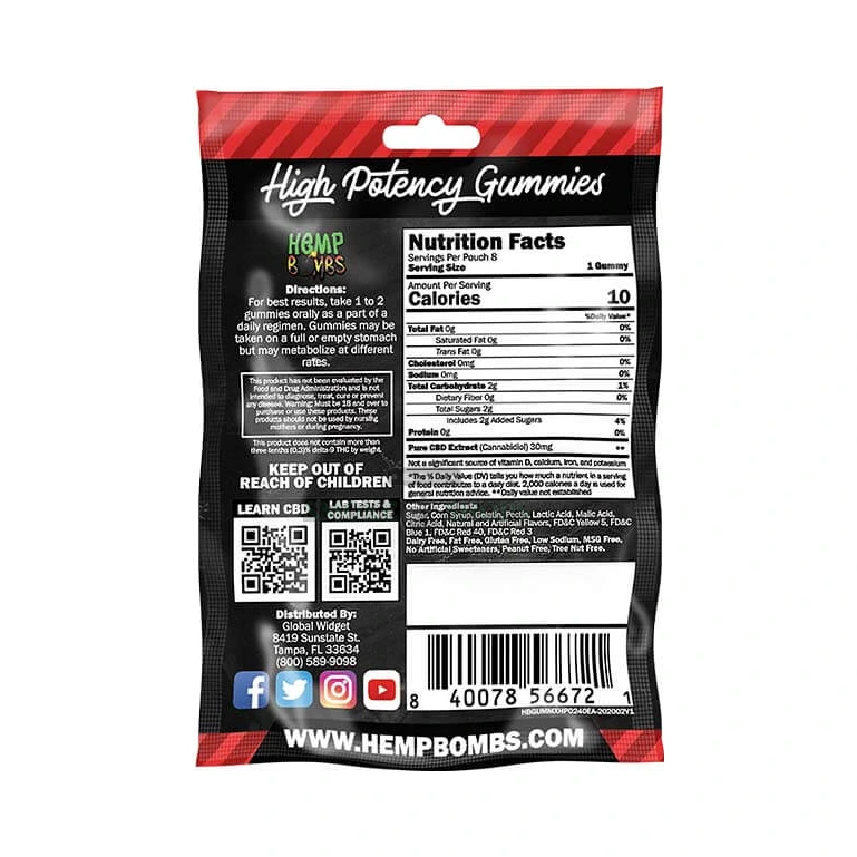 CBD Gummies 8ct Hemp Bombs High Potency 240mg close-up at El Paso Smoke Shop, in stock near me for same-day pickup