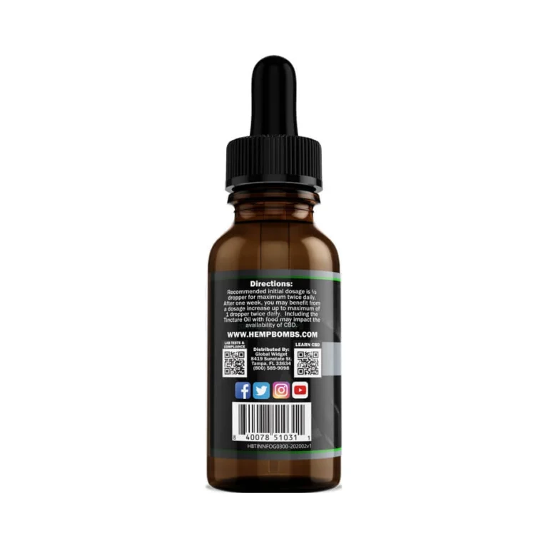 Hemp Bombs CBD Oil Tincture box and bottle in El Paso, 60 servings per 30ml, lab tested CBD oil pickup
