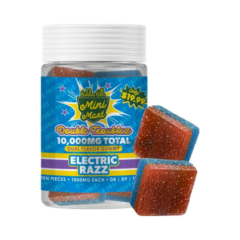 Double Troublez 10,000MG Edibles Jar Hidden Hills Electric Razz at El Paso Smoke Shop, in stock near me for same-day pickup