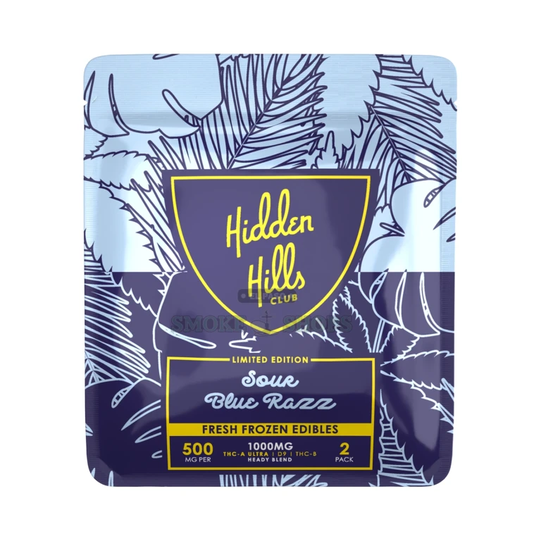Heady Blend Edible 1000mg 2Pk Hidden Hills Sour Blue Raz close-up at El Paso Smoke Shop, in stock near me for same-day pickup