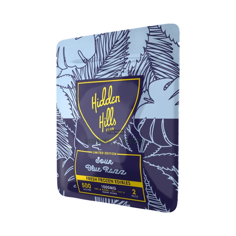 Heady Blend Edible 1000mg 2Pk Hidden Hills Sour Blue Raz close-up at El Paso Smoke Shop, in stock near me for same-day pickup