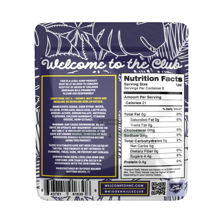 Heady Blend Edible 1000mg 2Pk Hidden Hills White Grape close-up at El Paso Smoke Shop, in stock near me for same-day pickup