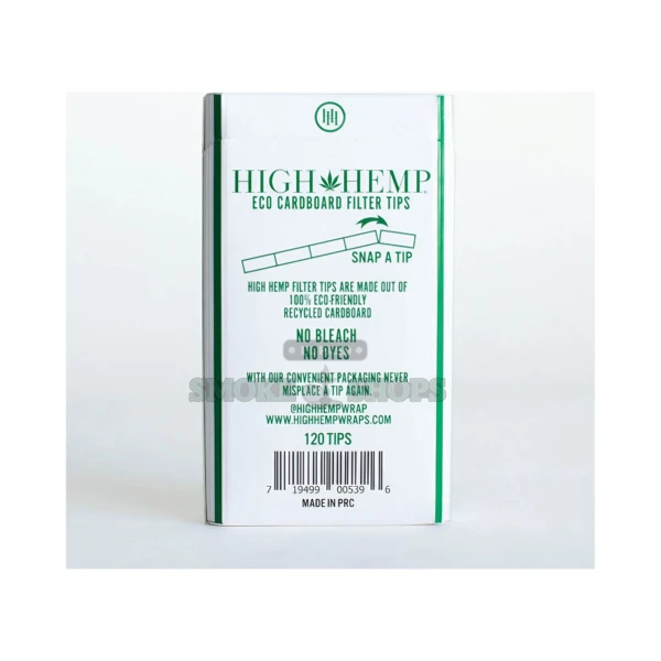 High Hemp Eco Cardboard Filter Tips flip-top pack in El Paso, 120 unbleached recycled-cardboard snap-off tips