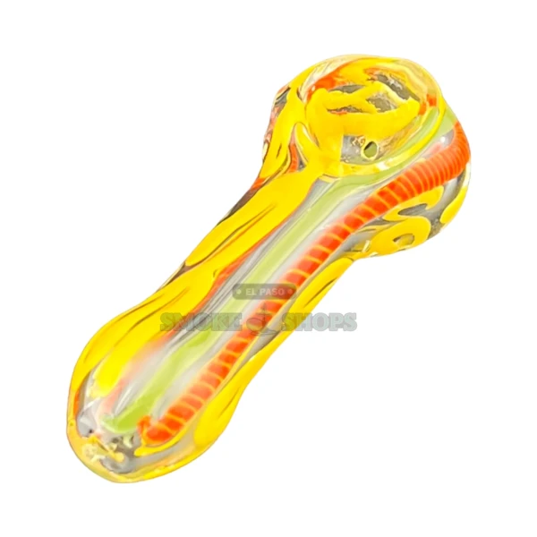 Jamaican DNA glass spoon hand pipe in El Paso, clear glass with red green and yellow stripes, same-day pickup