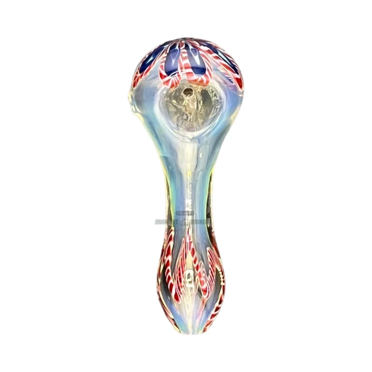 Kateya Flower borosilicate hand pipe mouthpiece in El Paso, tapered tip and left-side carb, glass pipe