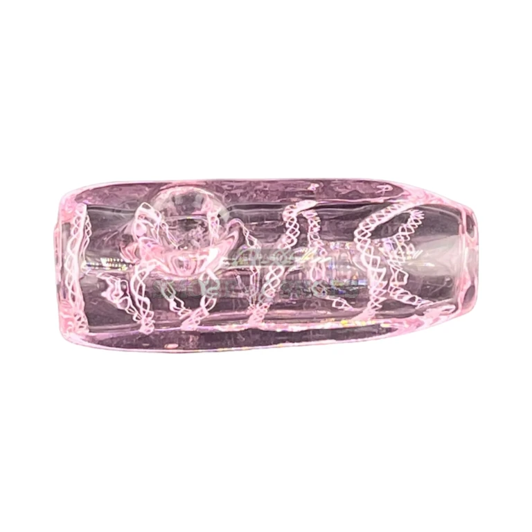 Lavender Squared glass pipe side view in El Paso, squared blocky body, hand pipe near me