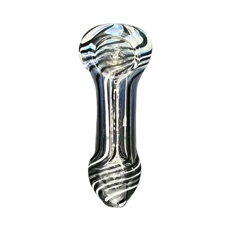 Liner Fume spoon pipe standing upright in El Paso, about 97 mm long with a rounded mouthpiece, glass pipe