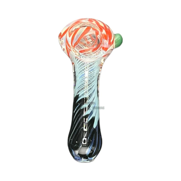 Mini Multi Stripe borosilicate pipe mouthpiece in El Paso, rounded tip with a left carb, glass hand pipe