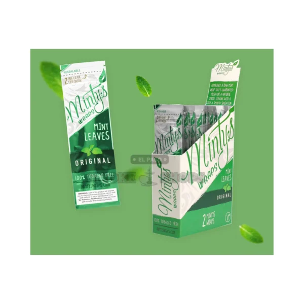 Mintys White mint-leaf rolling wrap pouch in El Paso, tobacco-free, 2 wraps and 2 filter tips, same-day pickup