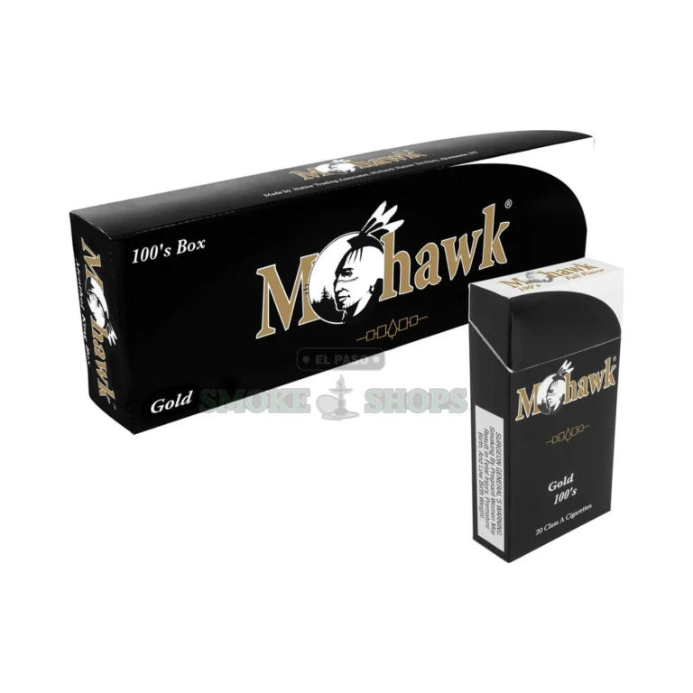 Mohawk Cigarettes cardboard hard box in El Paso, American blend, 20-count pack, in stock at 10 El Paso stores