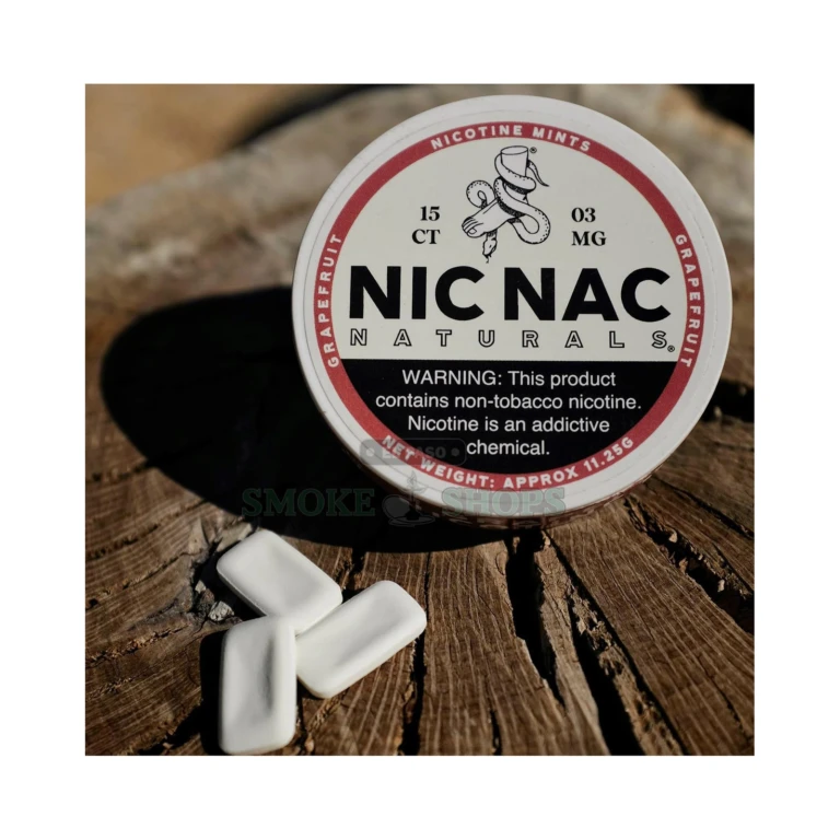 Nic Nac 6mg nicotine lozenges in El Paso showing brick-shaped tobacco-free lozenge and biodegradable can