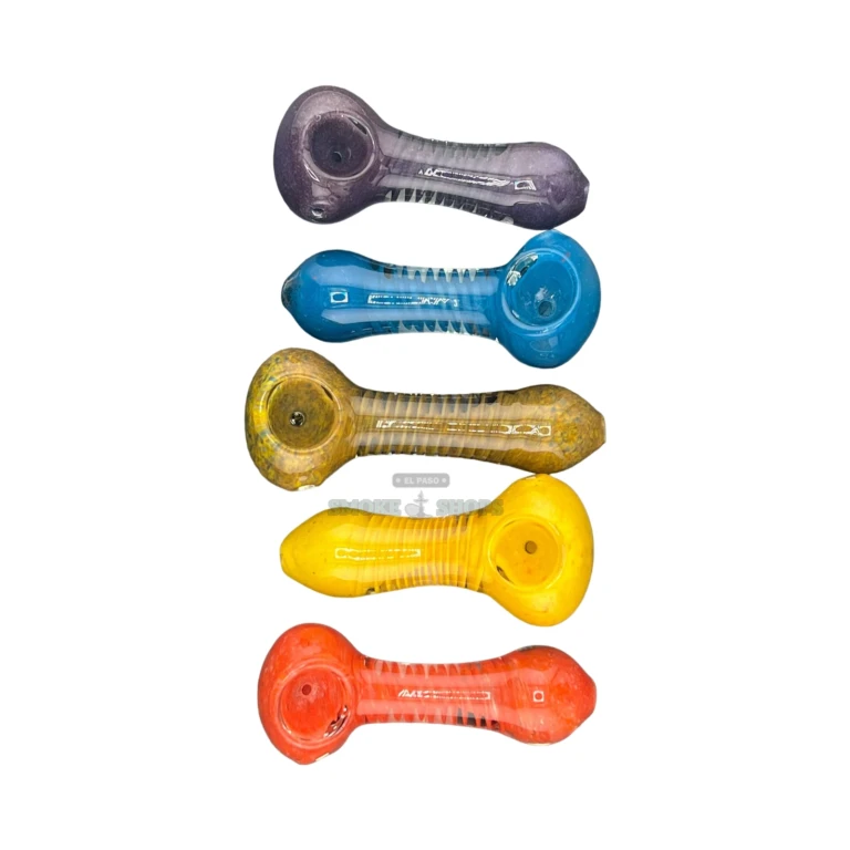 Oceanic Spiral glass spoon pipe standing upright in El Paso, about 90 mm long, in stock near me