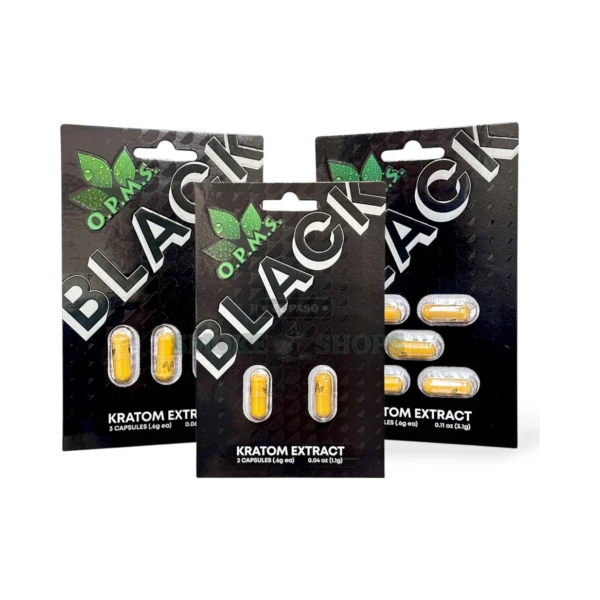 OPMS Black Capsules kratom capsules in stock at El Paso Smoke Shop