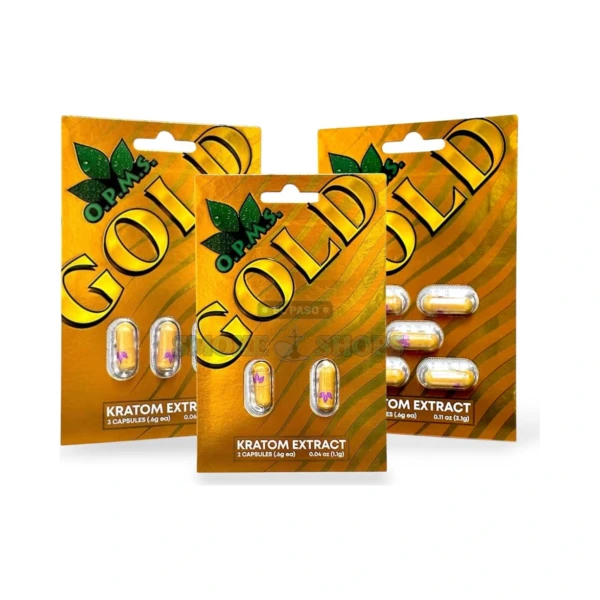 OPMS Gold Capsules kratom capsules in stock at El Paso Smoke Shop