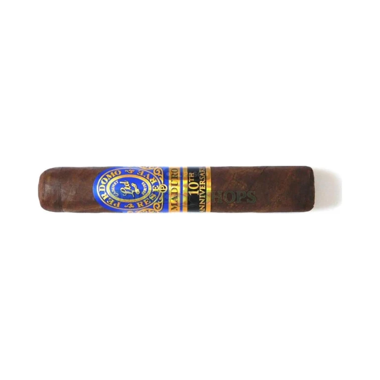 Perdomo 10th Anniv Maduro Robusto cigar foot and rounded cap, oily bourbon-aged wrapper, El Paso same-day pickup