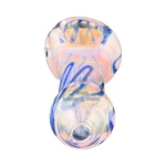 Pink with Blue Stripes Glass Spoon Hand Pipe thumbnail