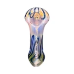 Pink with Blue Stripes Glass Spoon Hand Pipe thumbnail