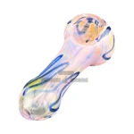 Pink with Blue Stripes Glass Spoon Hand Pipe thumbnail