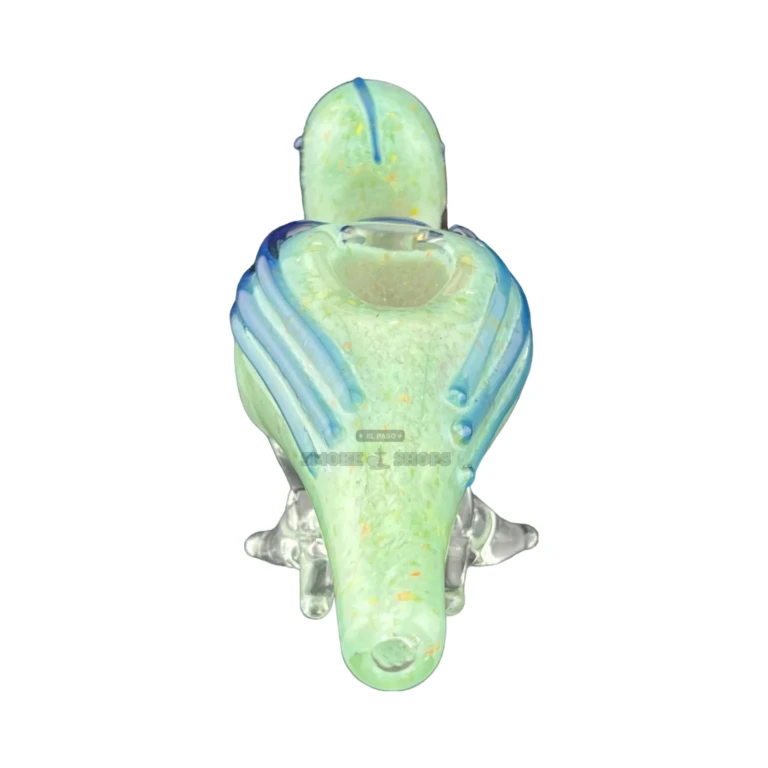 Polly the Parrot glass pipe bowl close-up in El Paso, 20 mm bowl for tobacco use, El Paso Smoke Shops