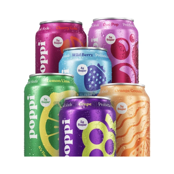 Poppi prebiotic soda 12 fl oz can in El Paso, 5g sugar or less with fiber, same-day pickup at El Paso Smoke Shops