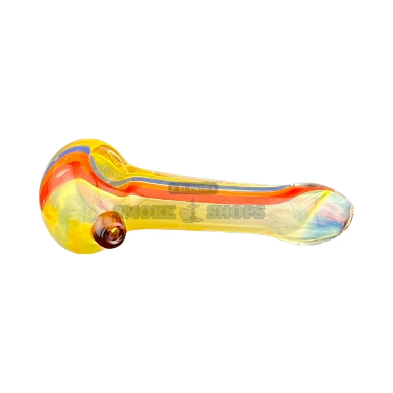 Rasta Art Line glass spoon pipe side view in El Paso, colored center line, near me