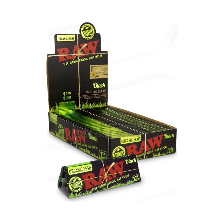 RAW Black Organic Hemp rolling papers pack in El Paso, unbleached 1 1/4 hemp papers, same-day pickup