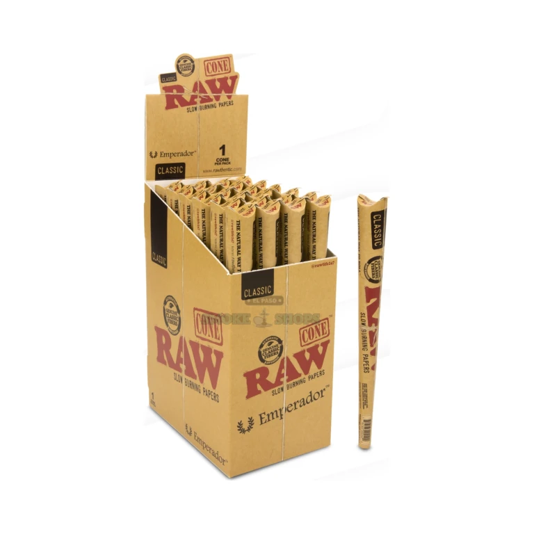 RAW Classic Emperador pre-rolled cone in El Paso, large double-king-size unbleached paper cone with tip, same-day pickup