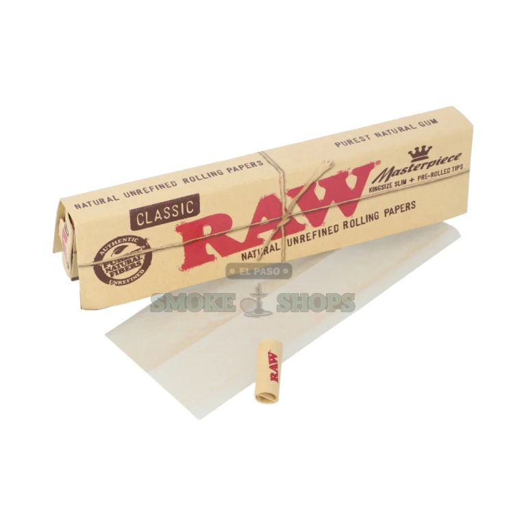 RAW Classic Masterpiece King Size Slim papers with pre-rolled tips in El Paso, 32 leaves, in stock at 10 stores