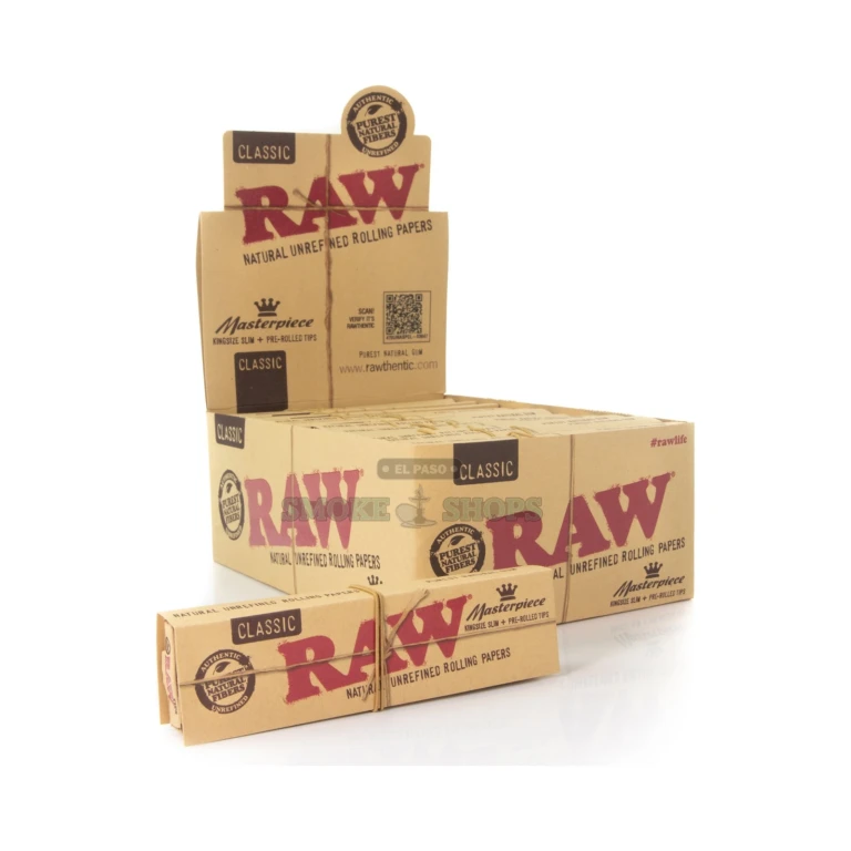 RAW Classic Masterpiece Kingsize pack and pre-rolled RAW tips in El Paso, refillable tips, same-day in-store pickup