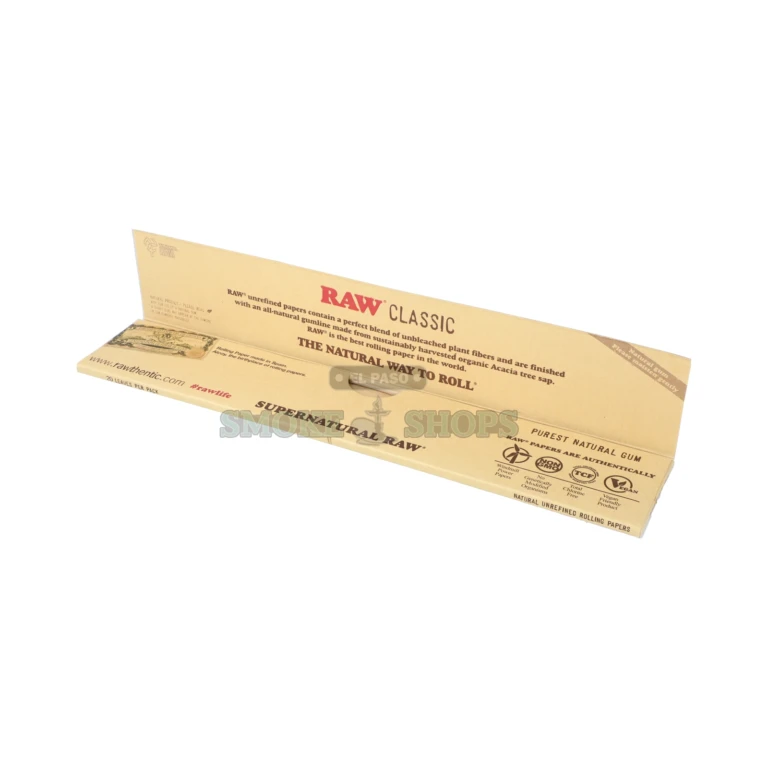 RAW Classic Supernatural 12 inch rolling papers in El Paso, unbleached hemp with natural gum line, pick up today at 10 stores