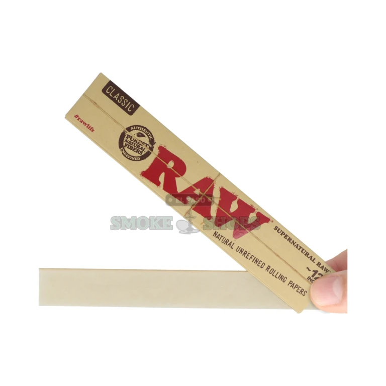 RAW Classic Supernatural 12 inch unbleached hemp rolling papers pack in El Paso, 20 extra-long leaves, same-day pickup