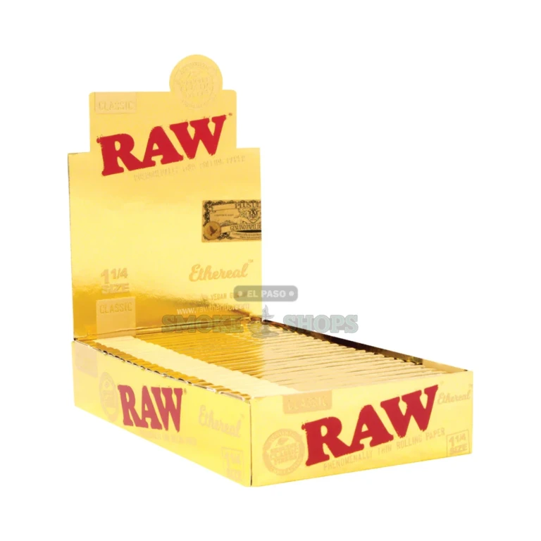 RAW Ethereal 1 1/4 papers back of pack in El Paso, unbleached natural plant fiber with natural acacia gum, same-day pickup