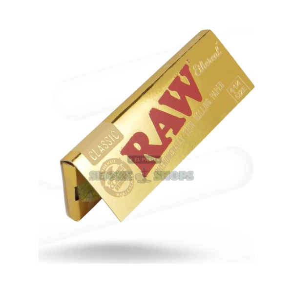 RAW Ethereal 1 1/4 unbleached rolling papers pack front in El Paso, RAW's thinnest paper, 50 leaves, same-day pickup