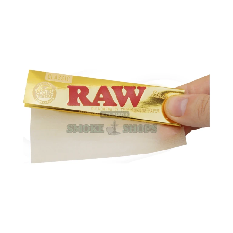 RAW Ethereal King Size papers pack back in El Paso showing 32-leaf count and criss-cross watermark detail, in stock