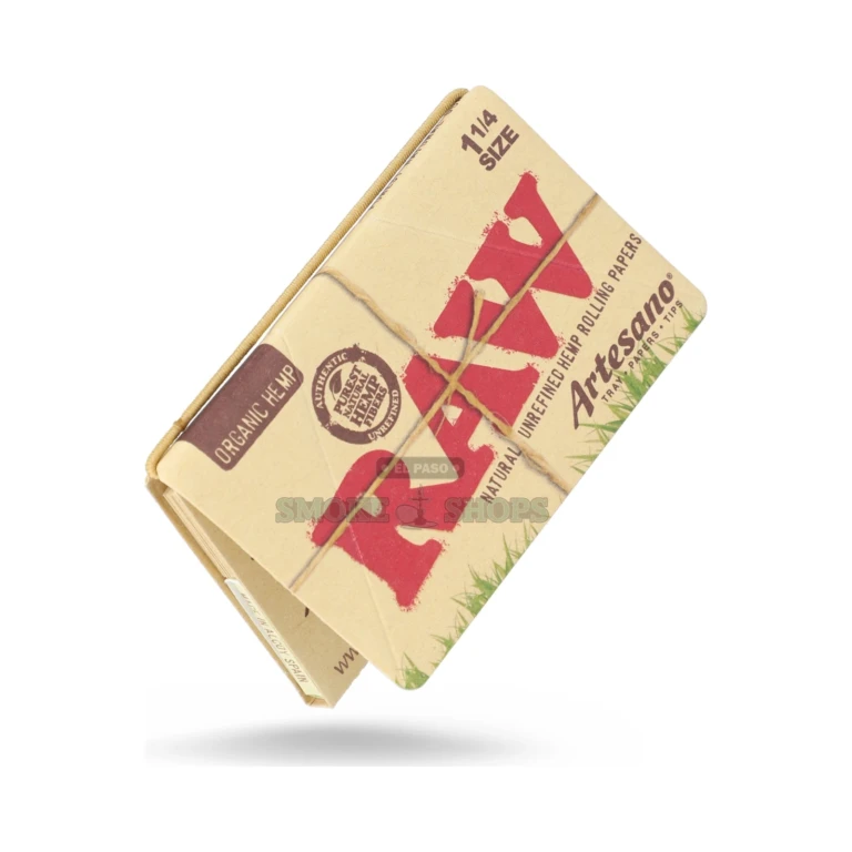 RAW Organic Artesano 1 1/4 hemp papers folded open into spring-loaded rolling tray, El Paso Smoke Shops, pick up today