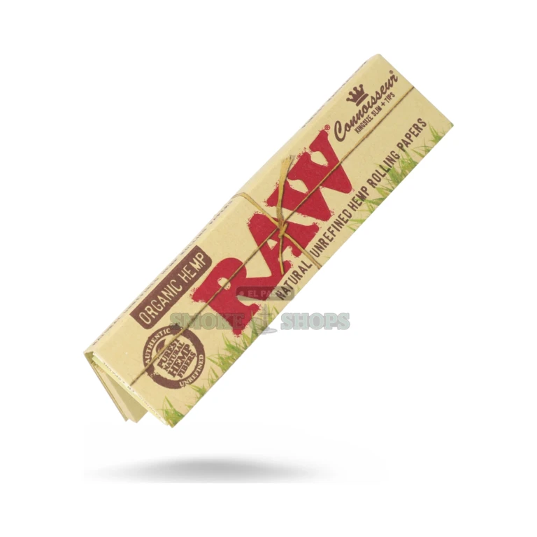 RAW Organic Hemp King Size Slim rolling papers natural acacia gum line in El Paso, vegan and unbleached, 110mm long